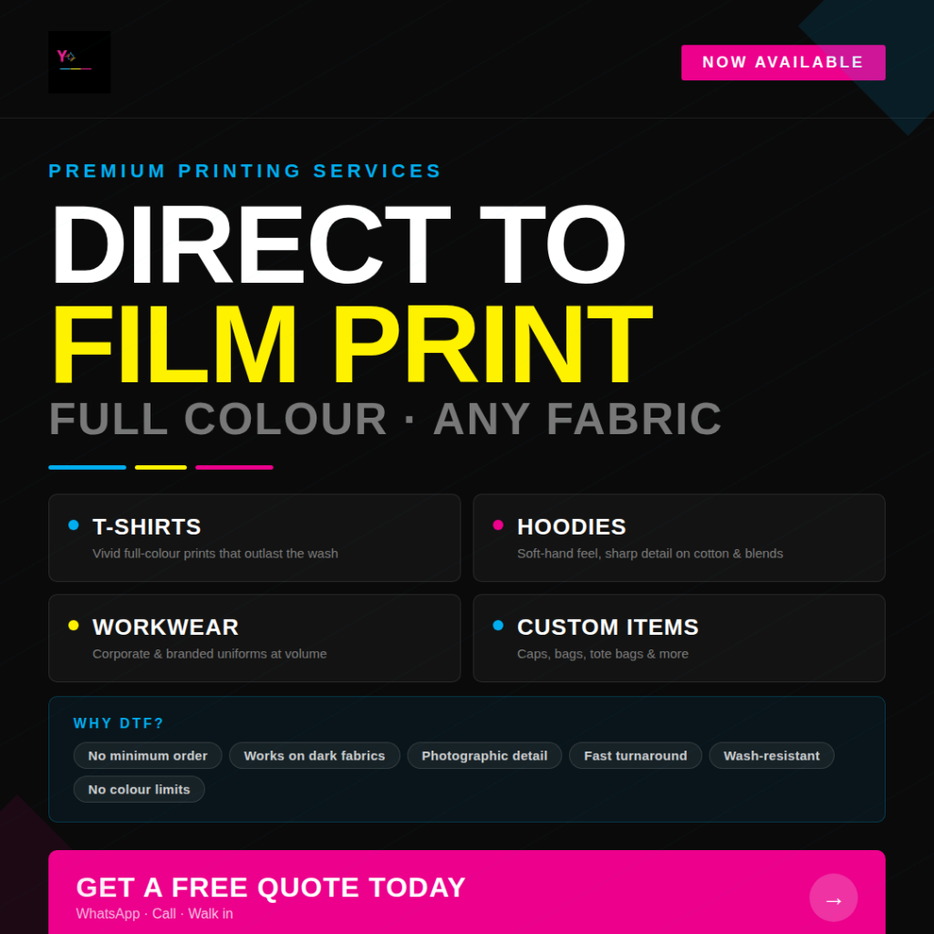 DTF T-Shirt Printing Shop Johannesburg