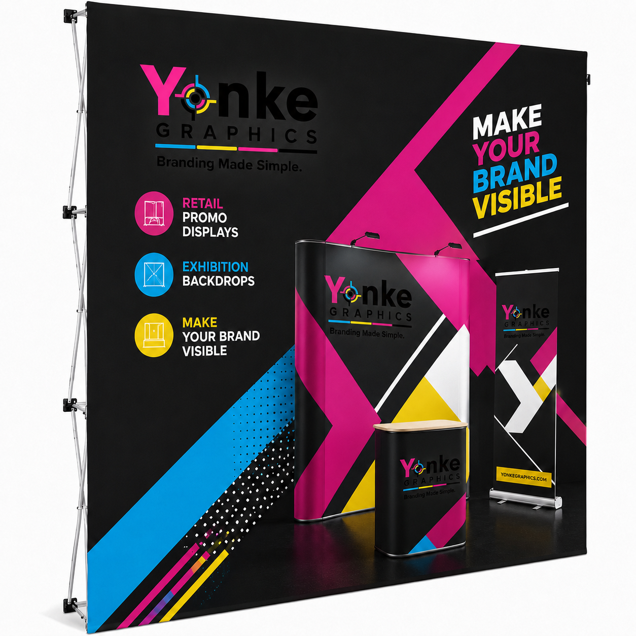 Straight Banner Wall 2.25m x 2.25m custom printed in Johannesburg
