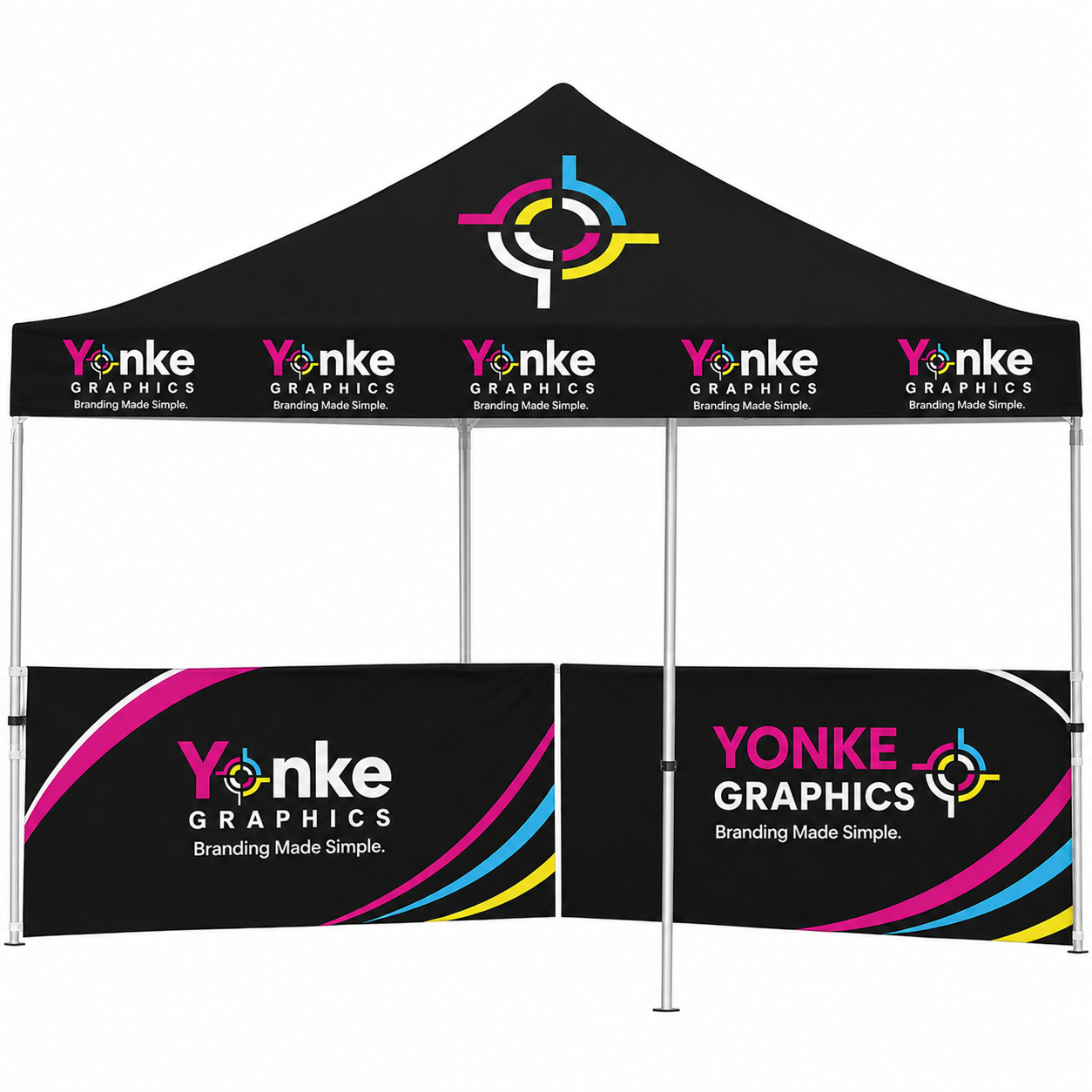 Gazebo 3m x 3m with Two Half Walls for Branded Activations