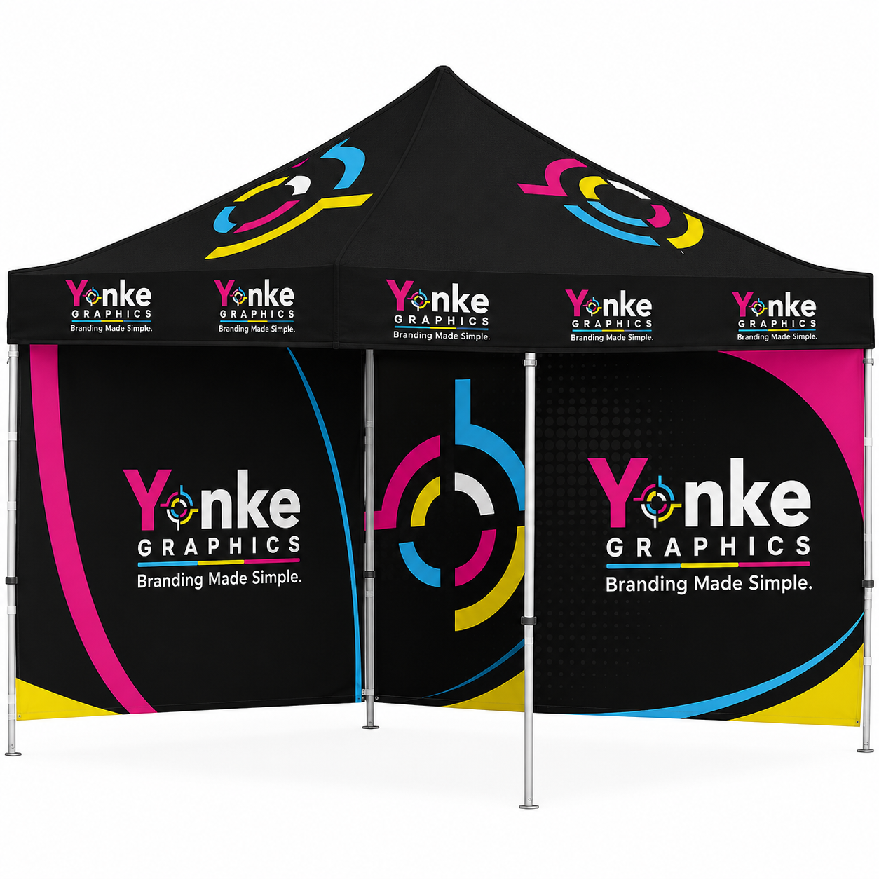 Order a custom Gazebo 3m x 3m with two full walls from Yonke Graphics.