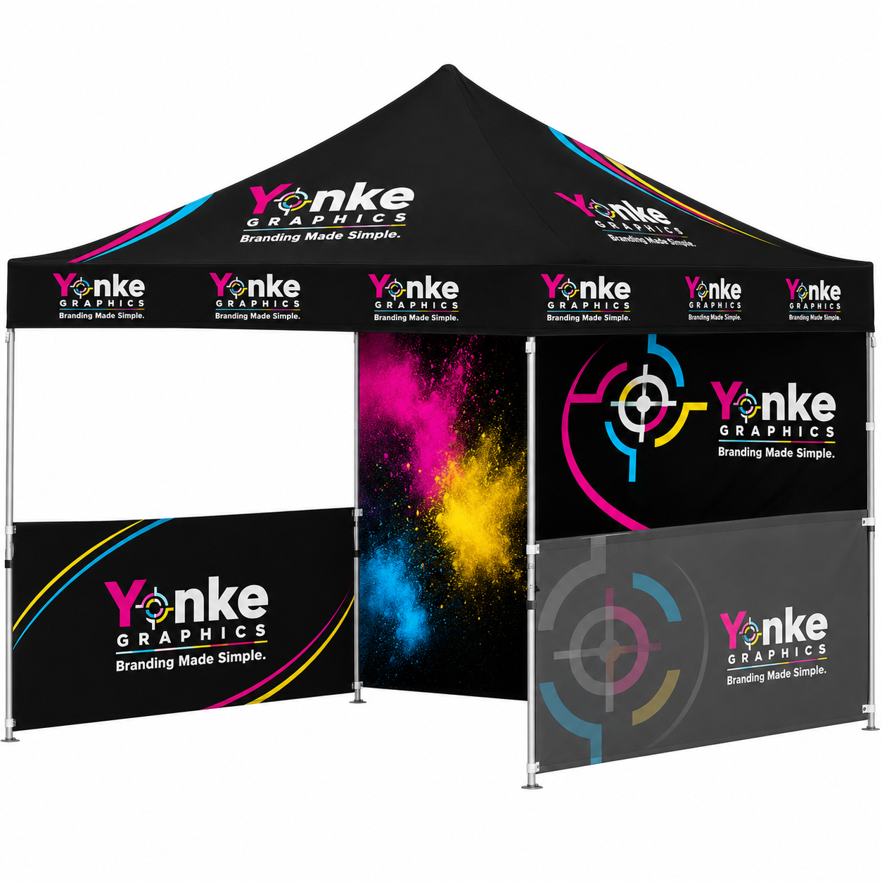 Meta description: Order a custom Gazebo 3m x 3m with 1 full wall and 2 half walls from Yonke Graphics.